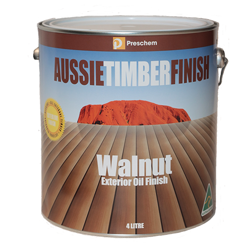 Walnut Timber Finish on outdoor deck – Australian-made, enriches wood grain, weather-resistant finish. 4 Litre can.