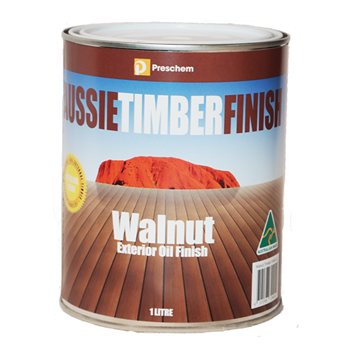 Walnut Timber Finish – Aussie Clear exterior stain oil with walnut brown colour, UV & moisture protection. 1 Litre can