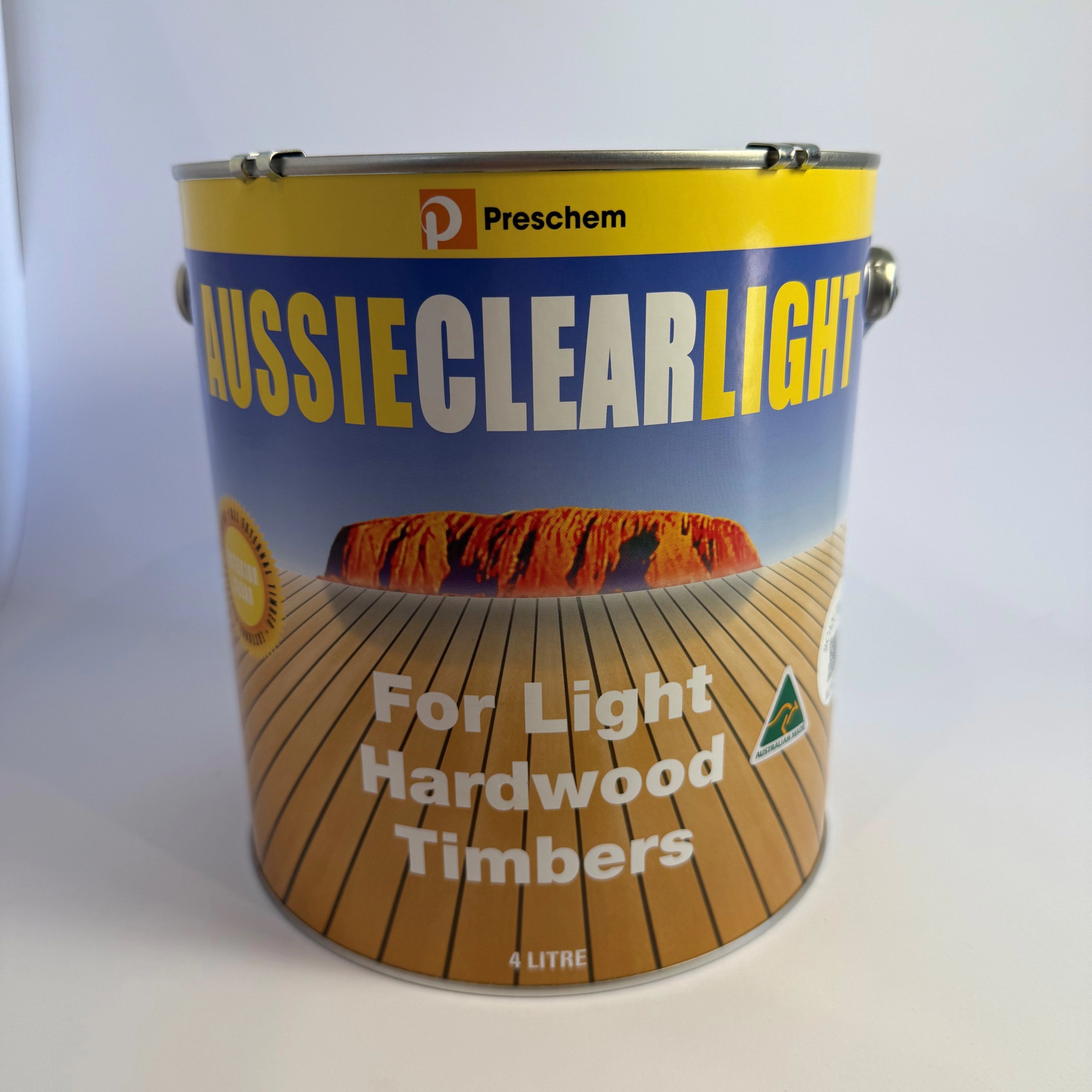 Aussie Clear Light 4L penetrating deck oil –Australian-made clear finish for light-colored timbers (Blackbutt, Silvertop Ash, Cypress Pine); enhances beauty with moisture, mould & UV defence