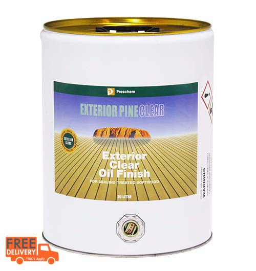 Exterior Pine Clear – Australian-made clear decking oil for pine timber, repels water, mould and sun damage. 20 Litre