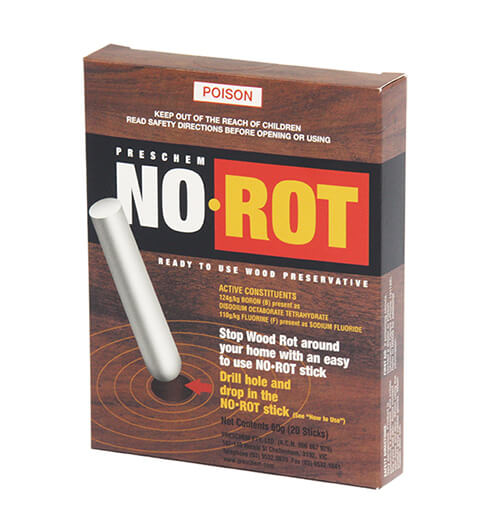 No-Rot Rods wood preservative solid boron sticks to prevent dry rot & white ant decay in internal timber.