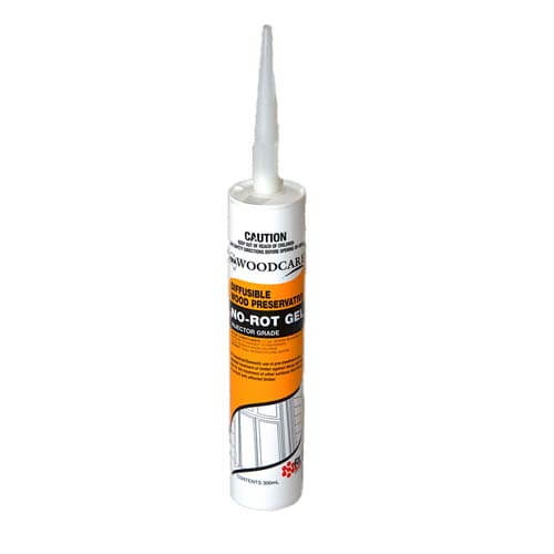 TWA No-Rot Gel Injection Grade applied to pole base – remedial decay protection for wet structural supports
