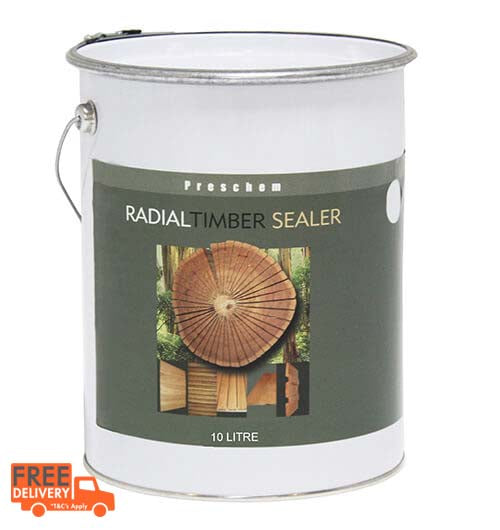 Radial Timber Sealer applied to new hardwood – waterproof clear finish, allows natural silver-grey weathering. 4 Litre