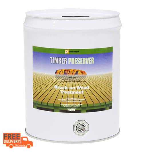 Applying Timber Preserver to timber penetrates surface, repels water and protects against fungal decay. 20 litre