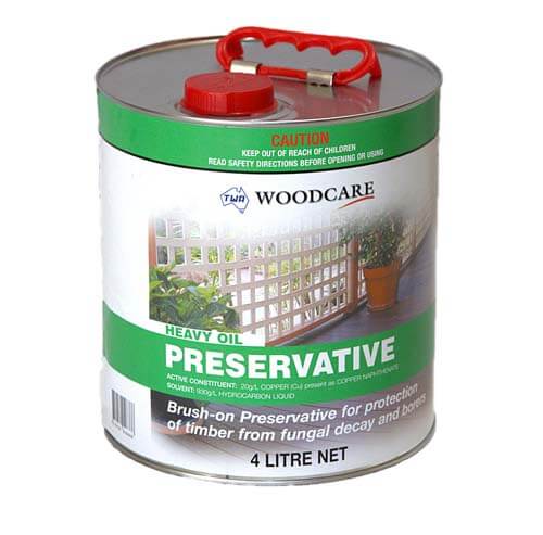 Applying TWA Heavy Oil Preservative to hardwood – penetrates deep, repels moisture, guards against decay
4 litre